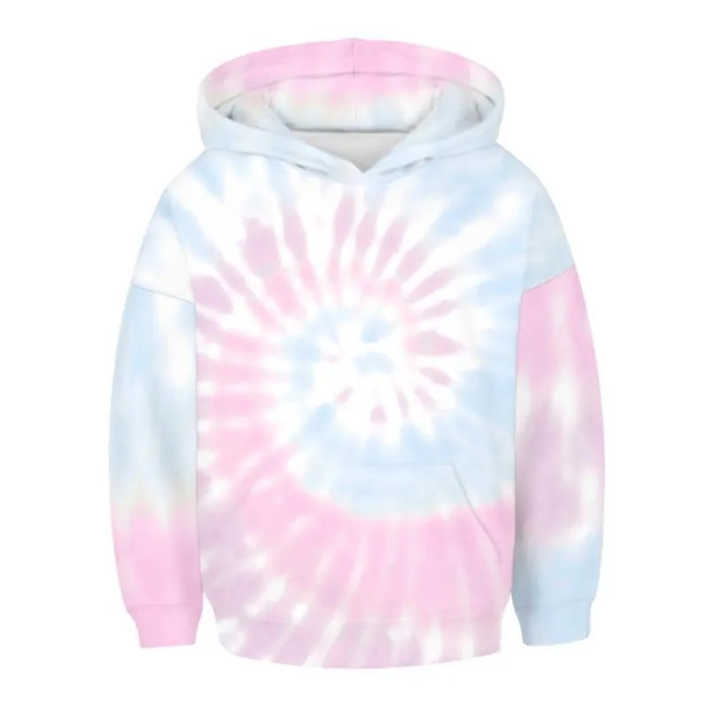 Children Hooded Sweater Festival Color Pattern Clothes Boy Trend Fashion Pullover Girl Tie-Dye Effect Top Coat Kid Casual Jacket