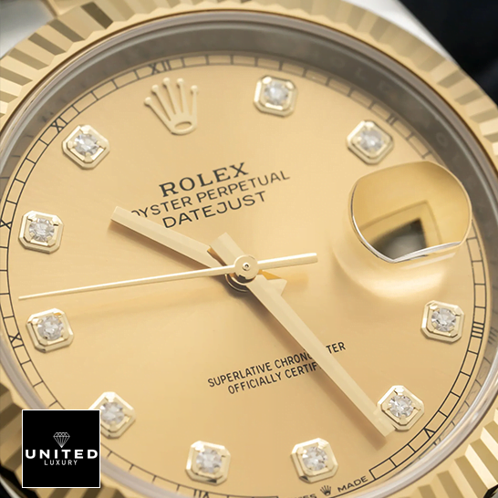 Rolex Datejust 126333 Yellow Gold Diamond Dial Replica close view