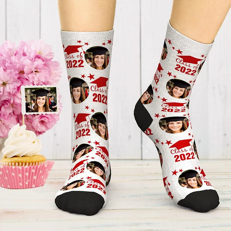 Custom Engraved Photo Socks Class of Graduation with Particular Year Gift for Graduate