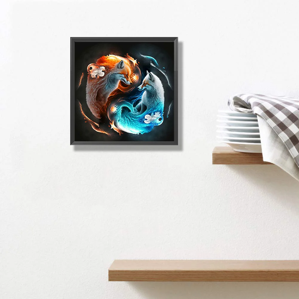 5D DIY Full Square Drill Diamond Painting Kit Fox Yin Yang Symbol Craft (F1290)