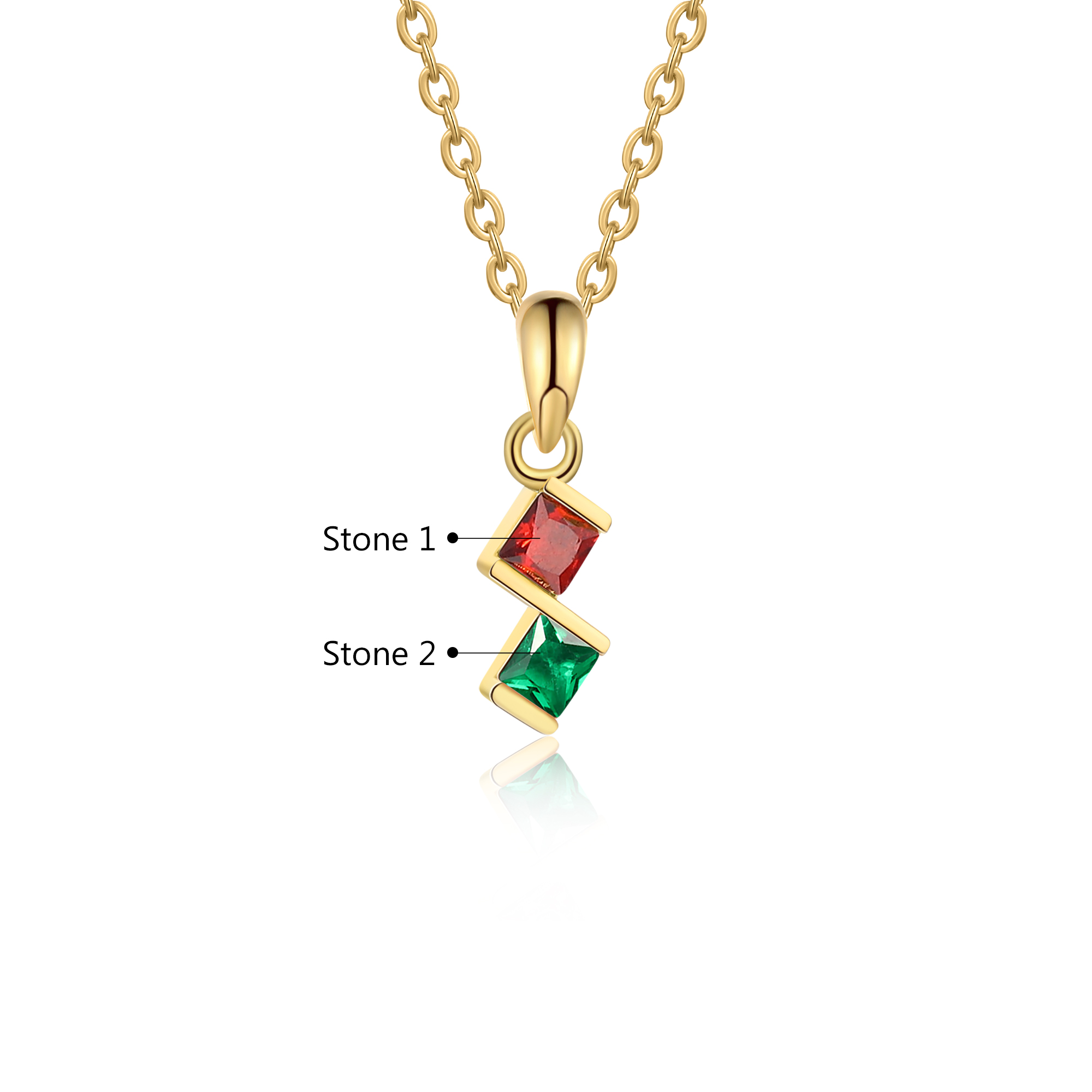 Personalised Women's Necklace Custom 2 Birthstones Pendant Necklace Birthday Gift for Her-Jessemade AU