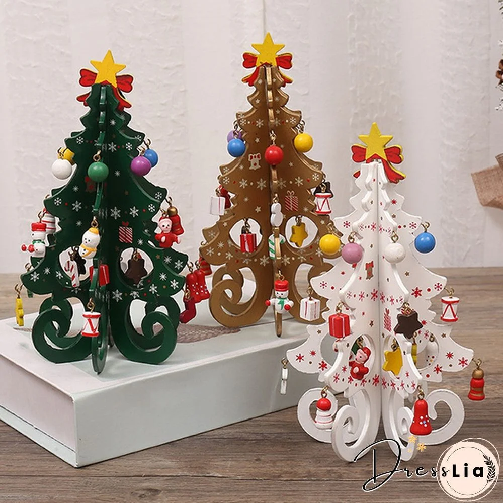 Christmas Tree Children Handmade Diy Stereo Wooden Christmas Tree Scene Layout Christmas Decoration Ornaments