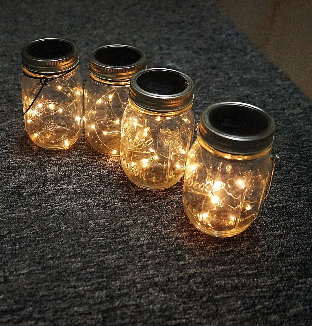Christmas LED String Light Solar Powered For Mason Jar Cover Color Changing Garden Waterproof Christmas Decorations Garland 2021