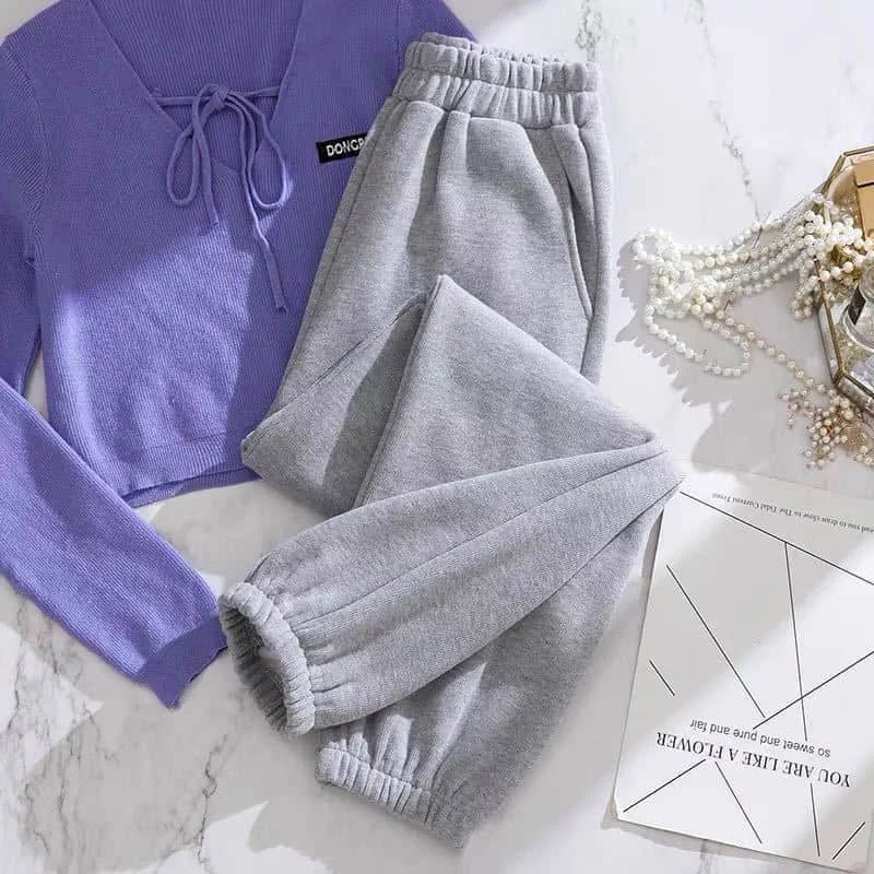 Women Pants Velvet Warm Loose Simple Solid Korean Thicken Harem Trousers Vintage High Quality Womens Students All-match