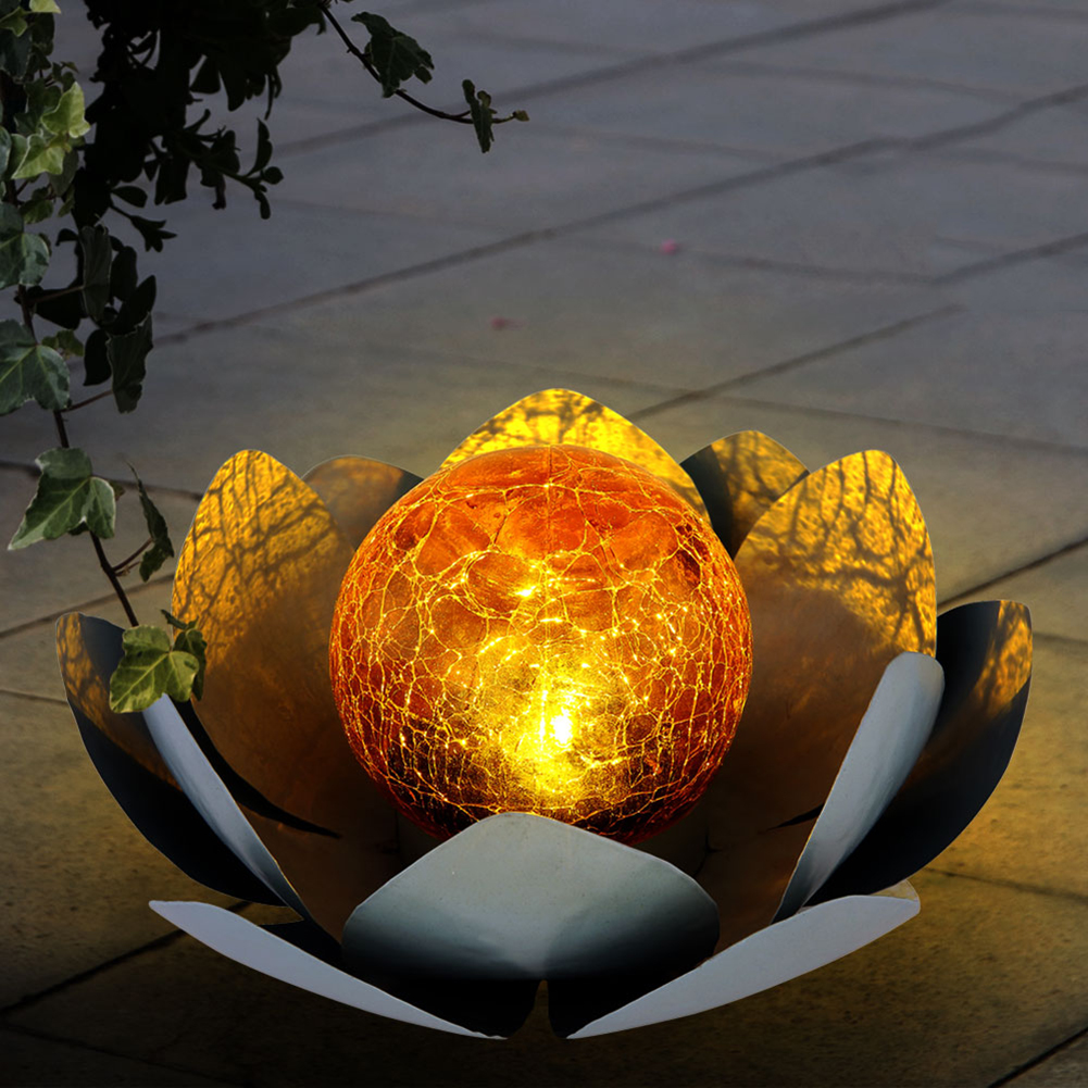 

LED Solar Cracked Glass Ball Lotus Waterproof-Lanscape Lawn Light, 501 Original