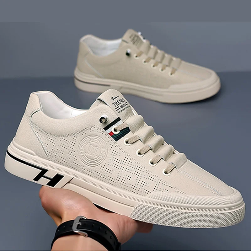Letclo™ Italian Handmade Driving Breathable White Shoes letclo Letclo