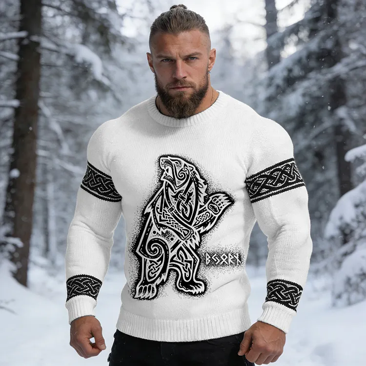 Men's Viking Bear Celtic Knot Cozy Knit Sweater