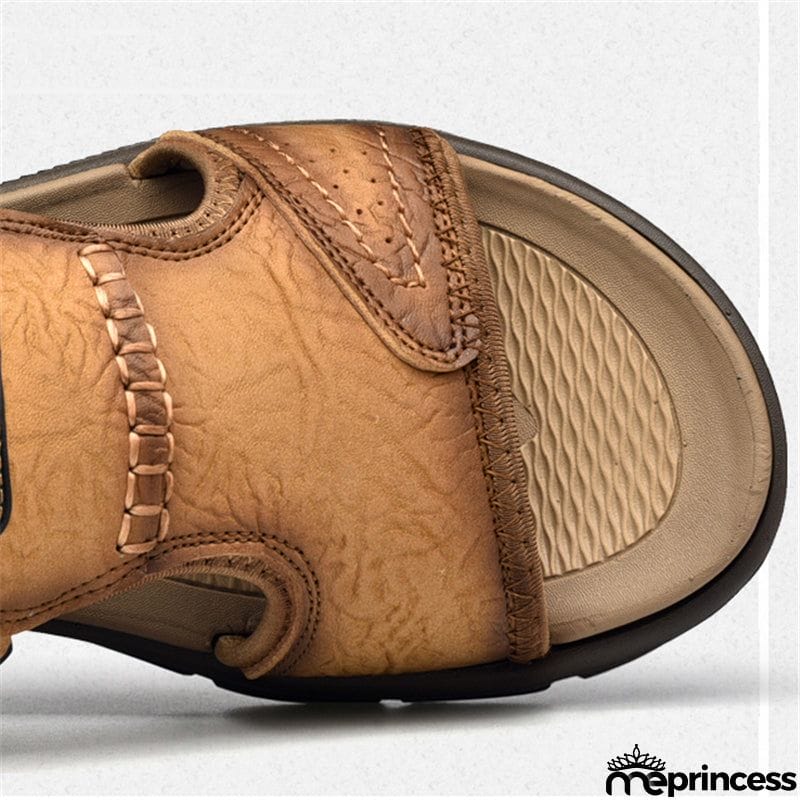 New Mens Casual Open Toe Cowhide Leather Sandals