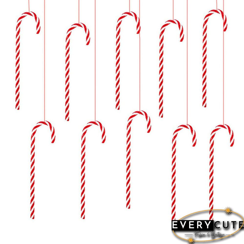 10Pcs Plastic Candy Cane ChristmasTree Decoration Christmas Tree Ornament Striped Candy Cane Sticks Pendant Holiday Ornaments