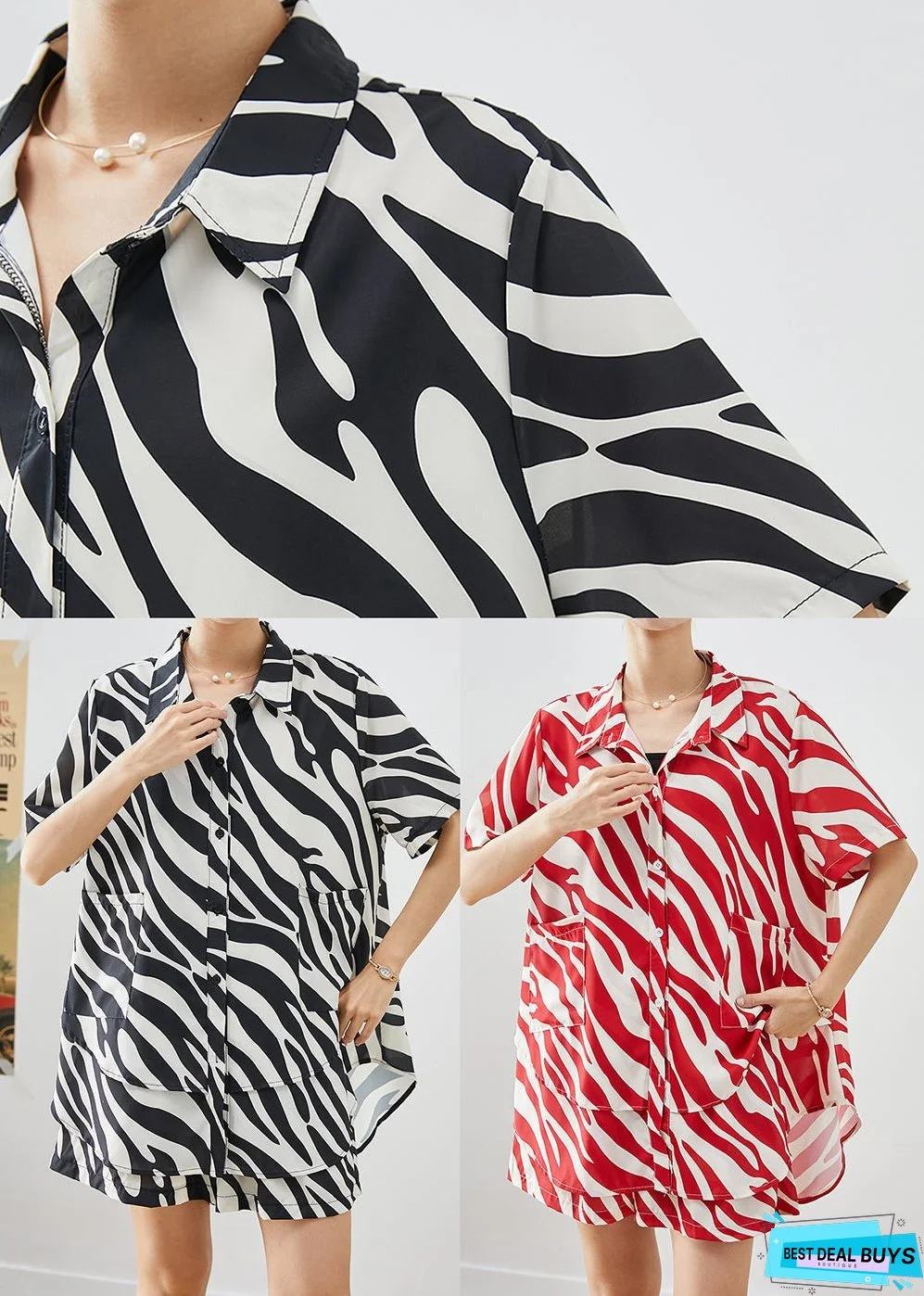 Red Striped Patchwork Spandex Two Piece Suit Set Oversized Summer