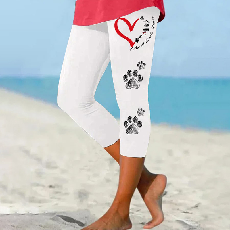 I'm A Simple Woman Dog Paw Print Cropped Leggings wearshes