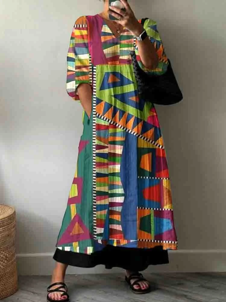Women'S Artistic Art Statue Pattern Cotton Dress
