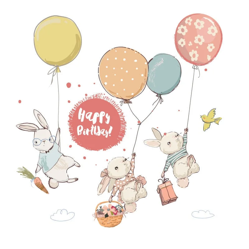 Watercolor style cartoon bear Bunny Wall Stickers for Bbay Nursery Room Decoration Wall Decals for Kids Room Decor PVC Matte 515-1