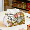 (24cm)Diamond Art Tissue Box DIY PU Napkin Cover for Home Decoration(Plant)