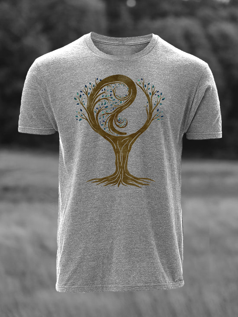 Yin Yang Tree Print Short Sleeve T-Shirt