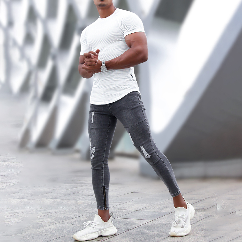 Men's Sports Short-sleeved Fitness Training T-shirt Running Top Casual Slim Round Neck Solid Color Cotton Bottoming Shir