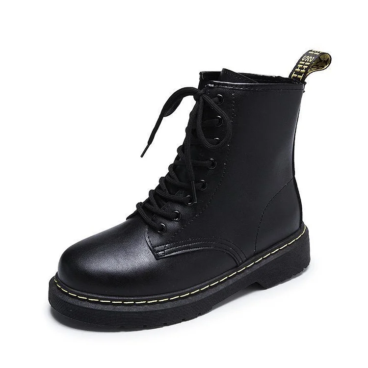 2021 Motorcycle Women's Boots Winter Soft Leather Shoes Black Botas Wedges Female Lace Up Platforms Women White Botas Mujer