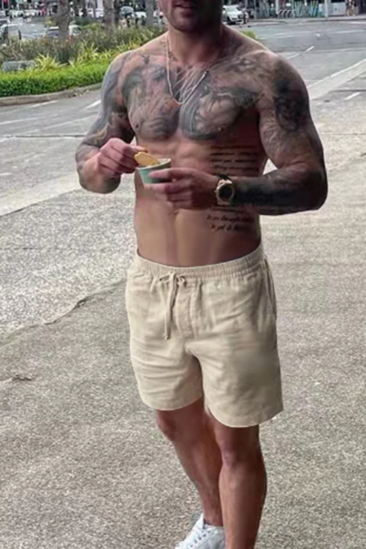 Casual Solid Drawstring Shorts