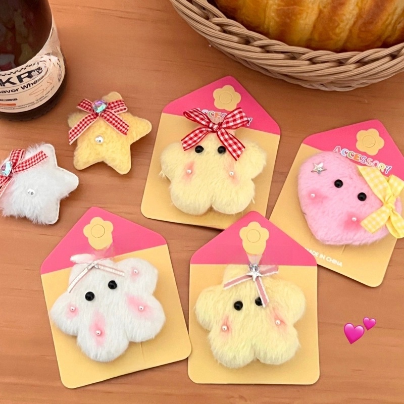 Cute Sweet Women’s Star Heart Shape Plush Hair Clip