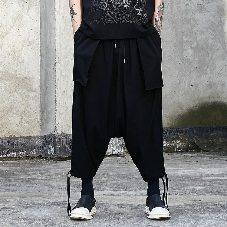 Dawfashion Techwear Streetwear-Japanese Dark Style Cropped Loose And Comfortable Slacks Pants-Streetfashion-Darkwear-Techwear
