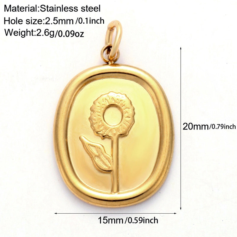 1 Piece 304 Stainless Steel Sunflower Compass Shark Pendant Jewelry Accessories
