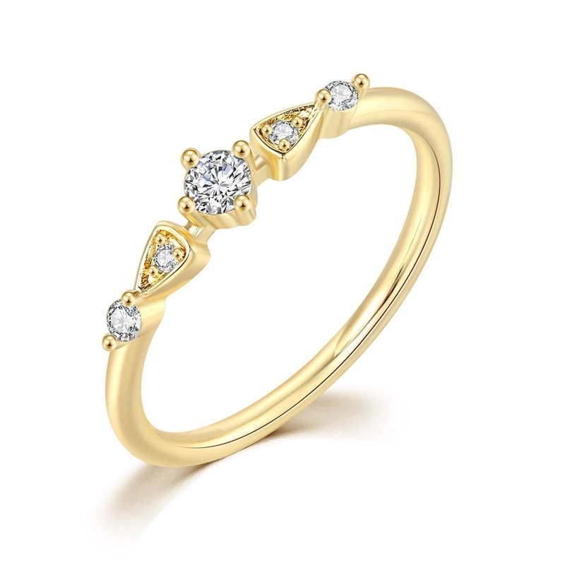 Minimalist Round Copper Inlay Zircon Rings