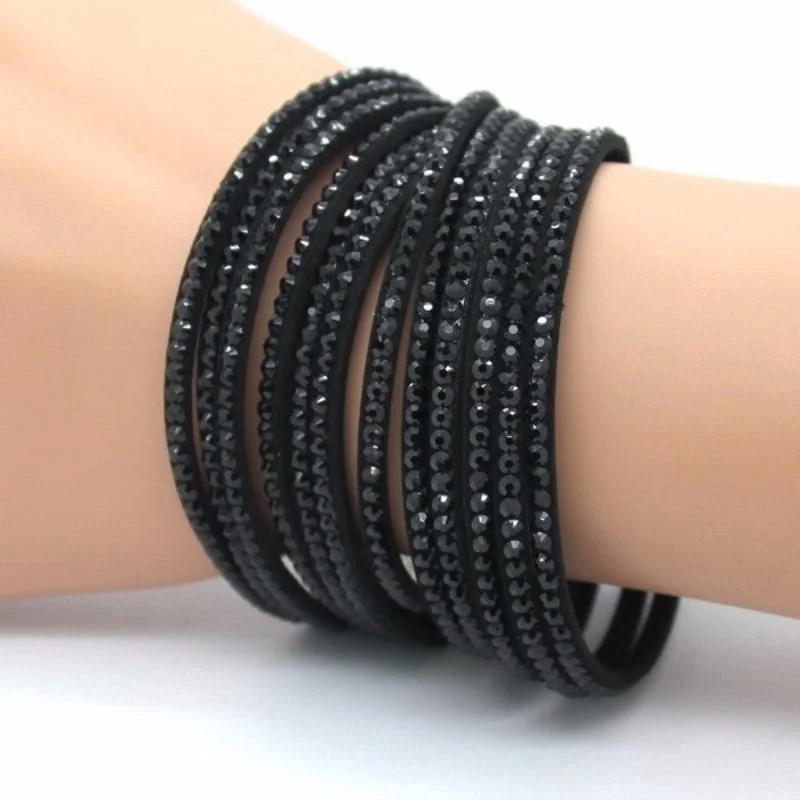 Multi-Layer Colored Rhinestone Beads Wrap Bracelets