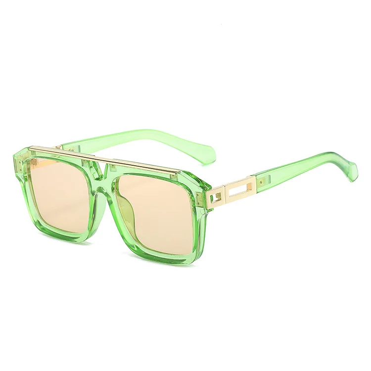 YOOSKE Retro Double Beam Sunglasses Women Men Trend Metal Sun Glasses Male Classic Driving Travel Style Goggles Shades UV400