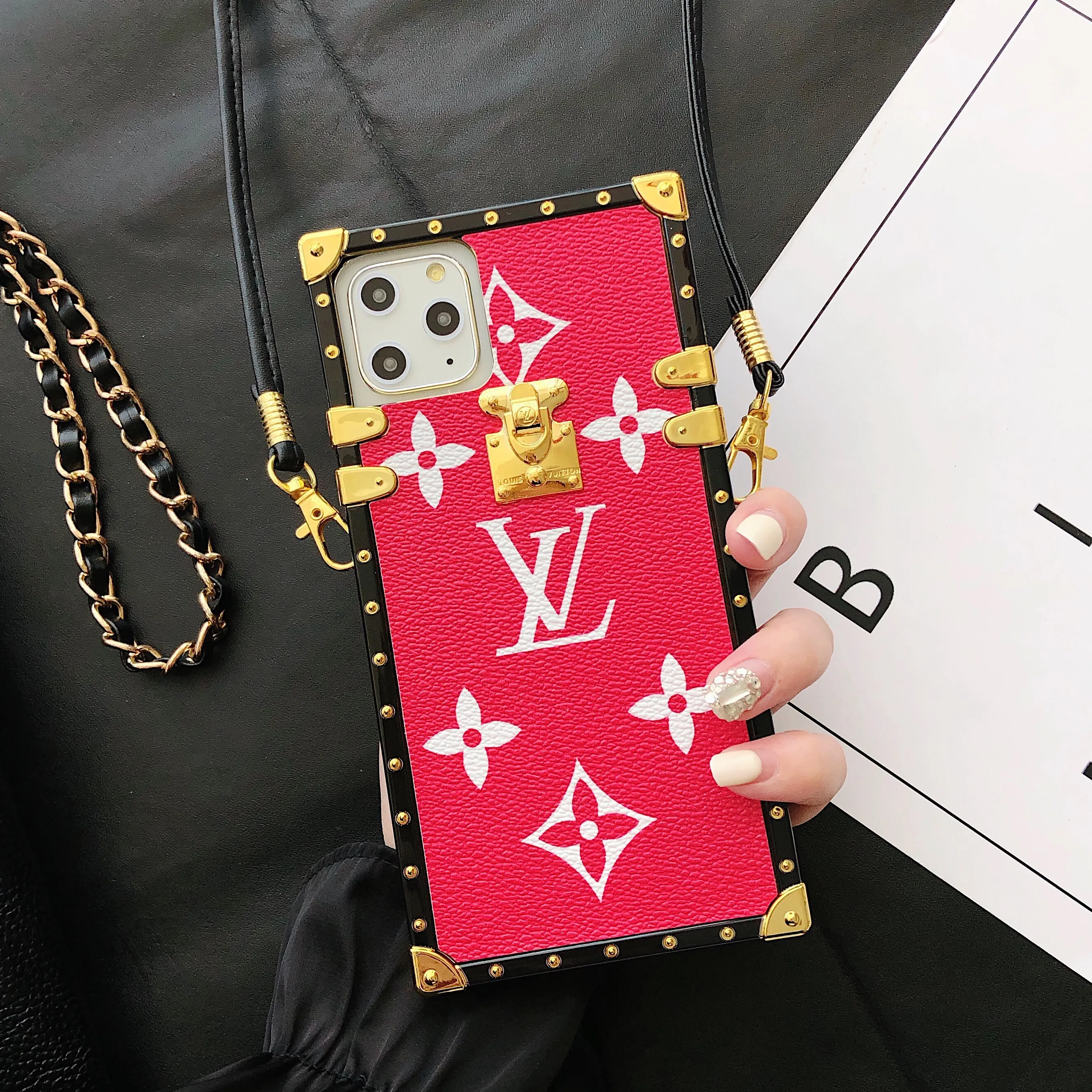 Classic LV Monogram Canvas Leather iPhone Crossbody Case Samsung Galaxy Cover