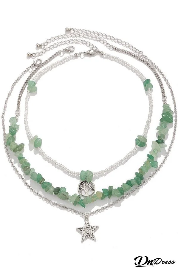 Ethnic Style Stacked Gravel Beaded Necklace