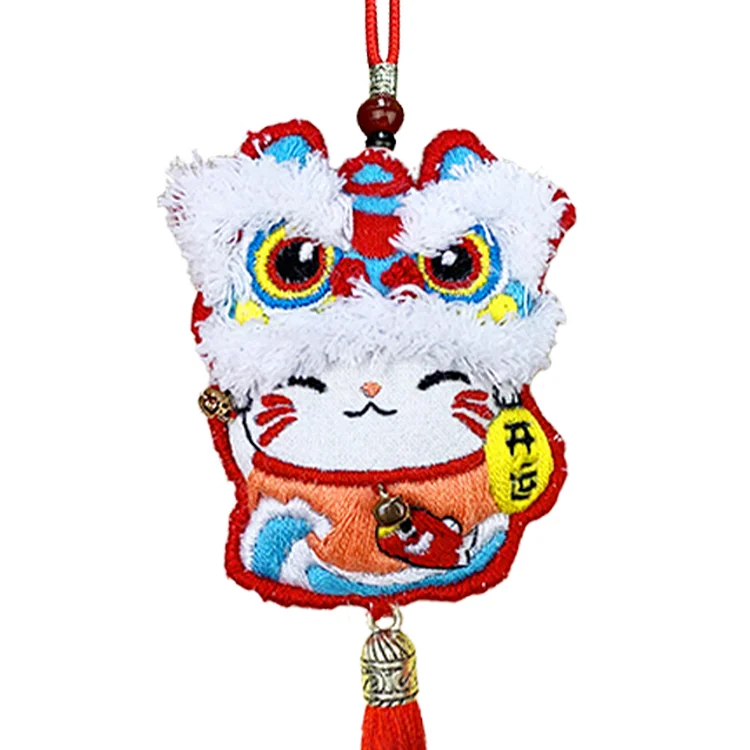 Lion Dance Car Hanging Embroidery Kits Lucky Cat Lucky Dog DIY Handcrafted Gifts