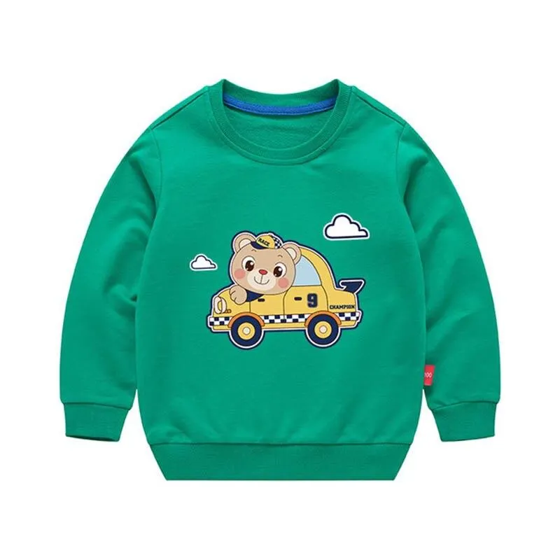 Girls Cute Bear Pattern Active Jacket Tops For Baby Boys Children Clothing Spring Autumn New Casual Sweaters Solid Pullovers