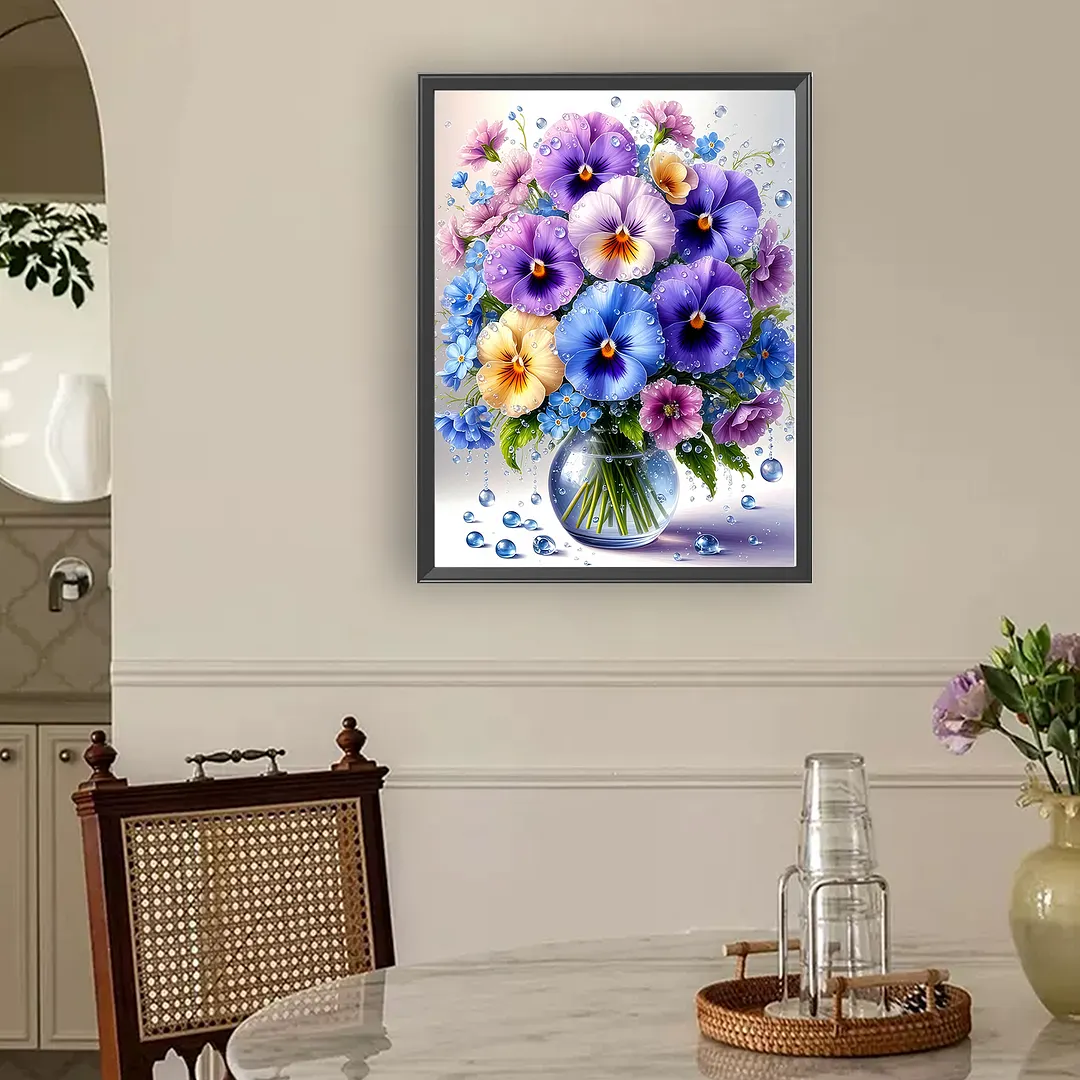 Vase Bouquet Full DIY 5D Round Drill Diamond Art Kits 11.81x15.75Inch Diamond Dots Paintings Picture Arts Craft Diamond Crystal Rhinestones Painting Kits for Adults Beginner Home Wall Decoration Gift