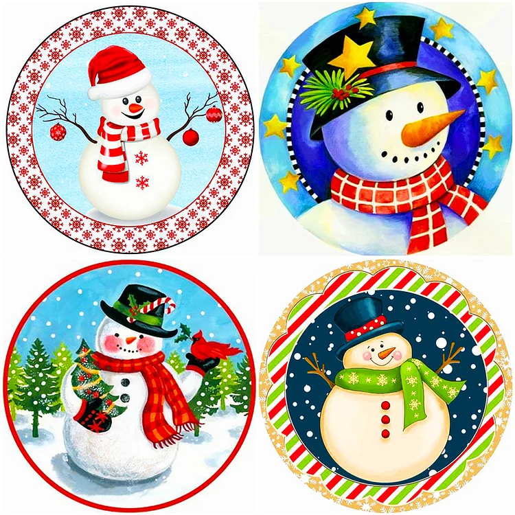 Christmas Snowman-Partial AB Round Diamond Painting-30*30CM