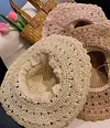 Elegant Crochet Straw Hat with Ruffle Detail