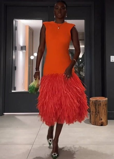 Fringe Sleeveless Open Back Cocktail Party Maxi Dresses 