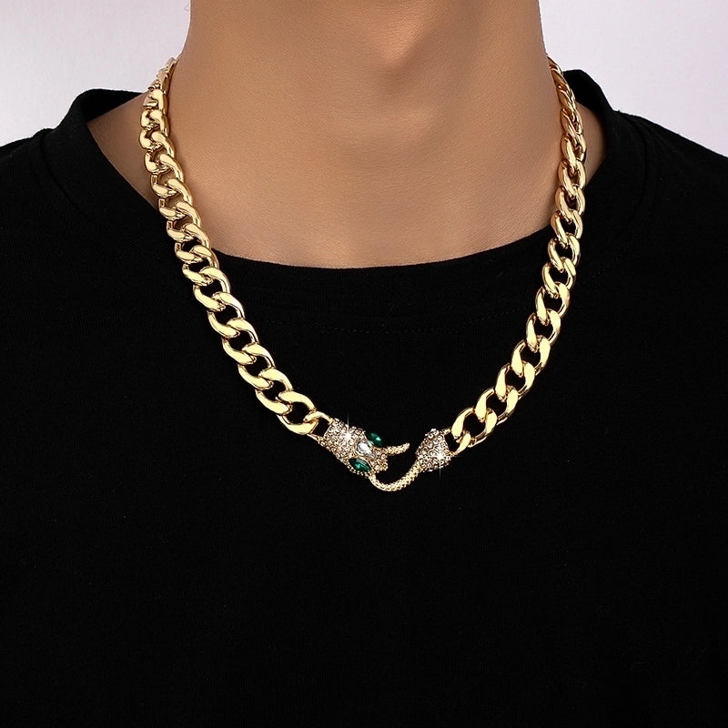 Gothic Retro Vintage Style Snake Alloy Plating Inlay Artificial Rhinestones 14k Gold Plated White Gold Plated Men’s Choker Choker