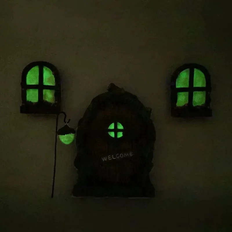 Fairy Garden Ornaments Outdoor Accessories Door Window Glow In The Dark House