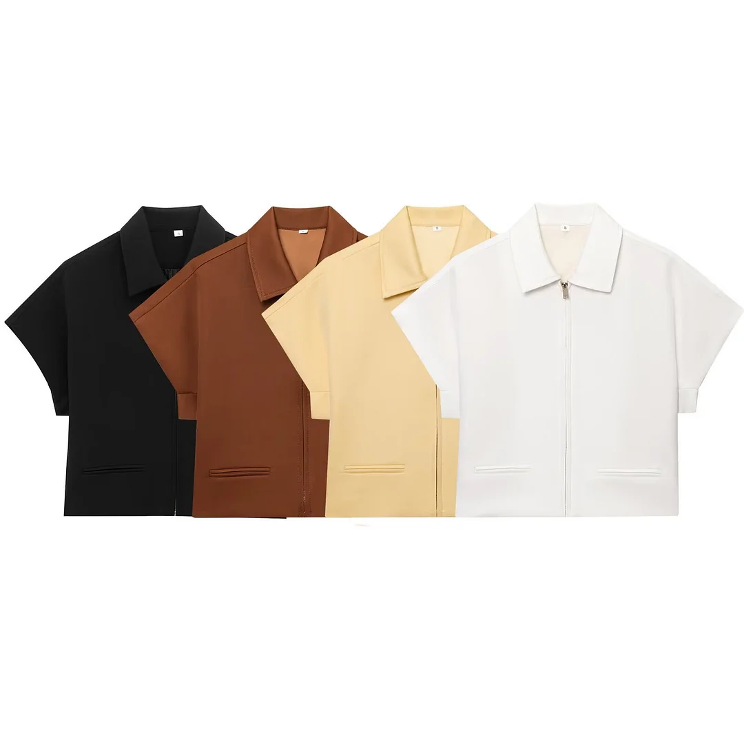 Nigikala Nigikala Spring New Women's Collar Short-Sleeved Short Coat Straight Trousers 8491053 8491054