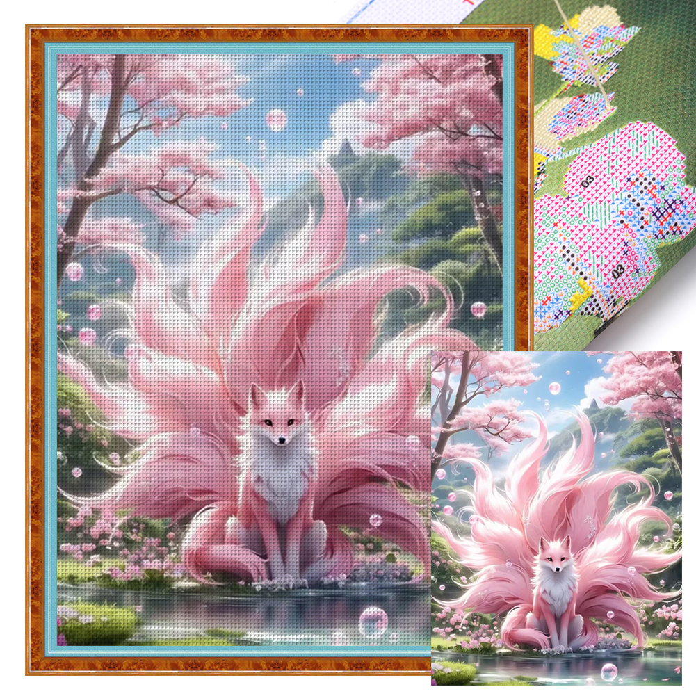 Nine-Tailed Fox Full 11CT Pre-stamped Canvas(45*60cm) Cross Stitch