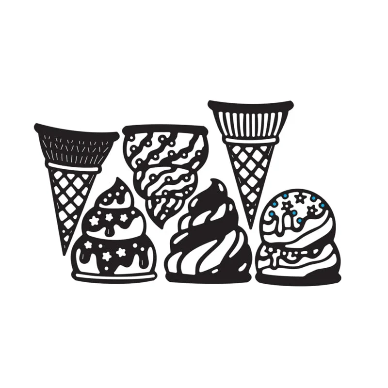 6pcs Delicious Ice Cream Metal Cutting Dies For DIY Scrapbook Cutting Die Paper Cards Embossed Decorative Craft Die Cut New
