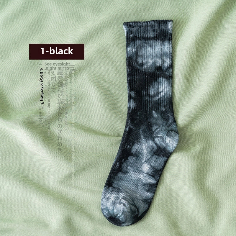Tie-dyed Mid-tube Cotton Socks Street Trendy Socks Socks Women’s Gradient Fashion Sports Personality Tide