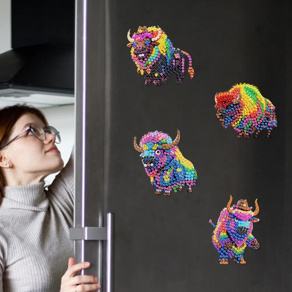 6Pcs Diamond Painting Refrigerator Magnets Diamond Art Kits for Adults (E)