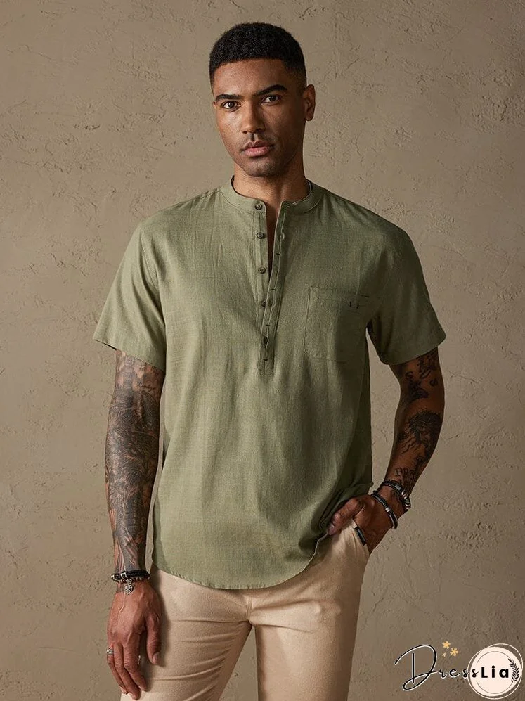 Cozy Half Button Cotton Linen Shirt