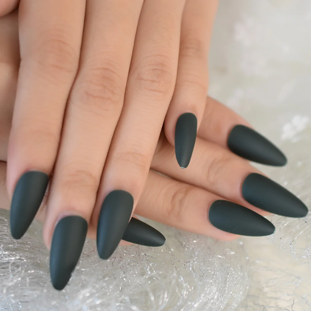 Professional Almond shaped Nail Tips Stiletto Matte Fake Nails White Short Press On Nails With Free Adhesive Tabs-Nail Inspo