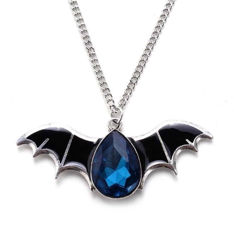 Gothic Bat Alloy Inlay Rhinestones Halloween Men’S Pendant Necklace