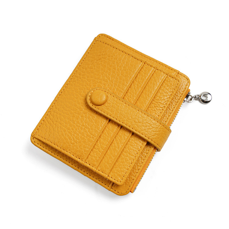 Genuine Leather Card Holder Button Wallet
