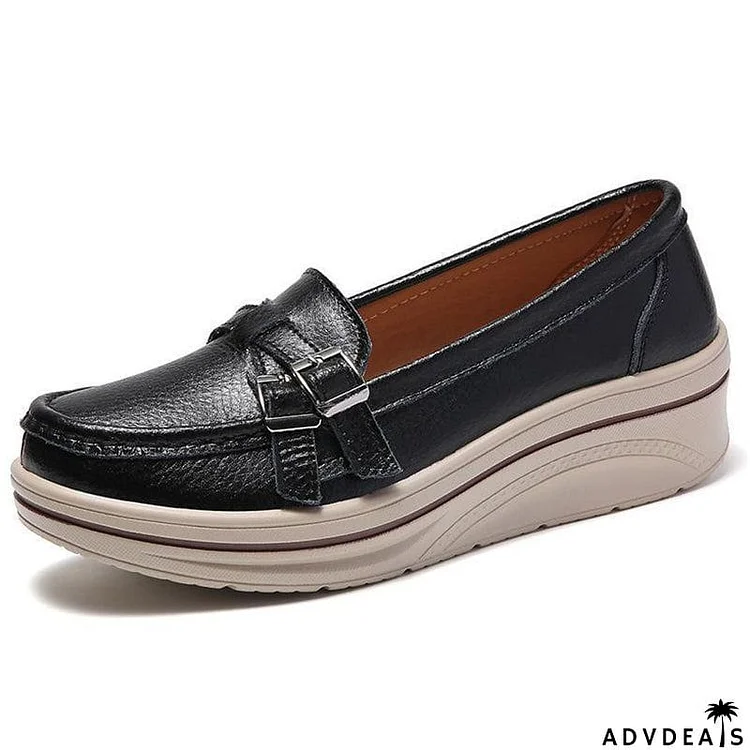 Women's Slip On Thick Outsole Elegant Leather Loafers