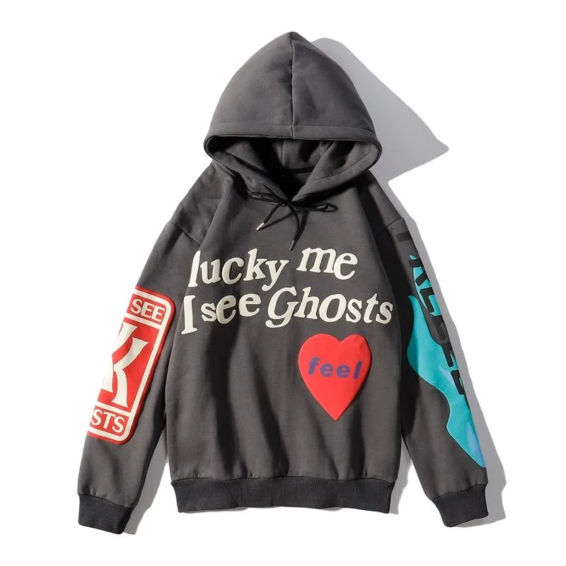 Fleece Sweatshirt Kanye 3D Foam Letter Hooded Stranger Things Loose Casual Hoodie