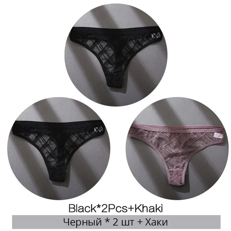 FINETOO Sexy Thongs Panties Women M-XL Transparent Lattice Underwear Ladies Lace G-string Underpants Female Thong Lingerie 2021